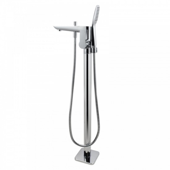 Chrome Freestanding Bathtub Mixer with Handheld Shower Spout Floor Mounted